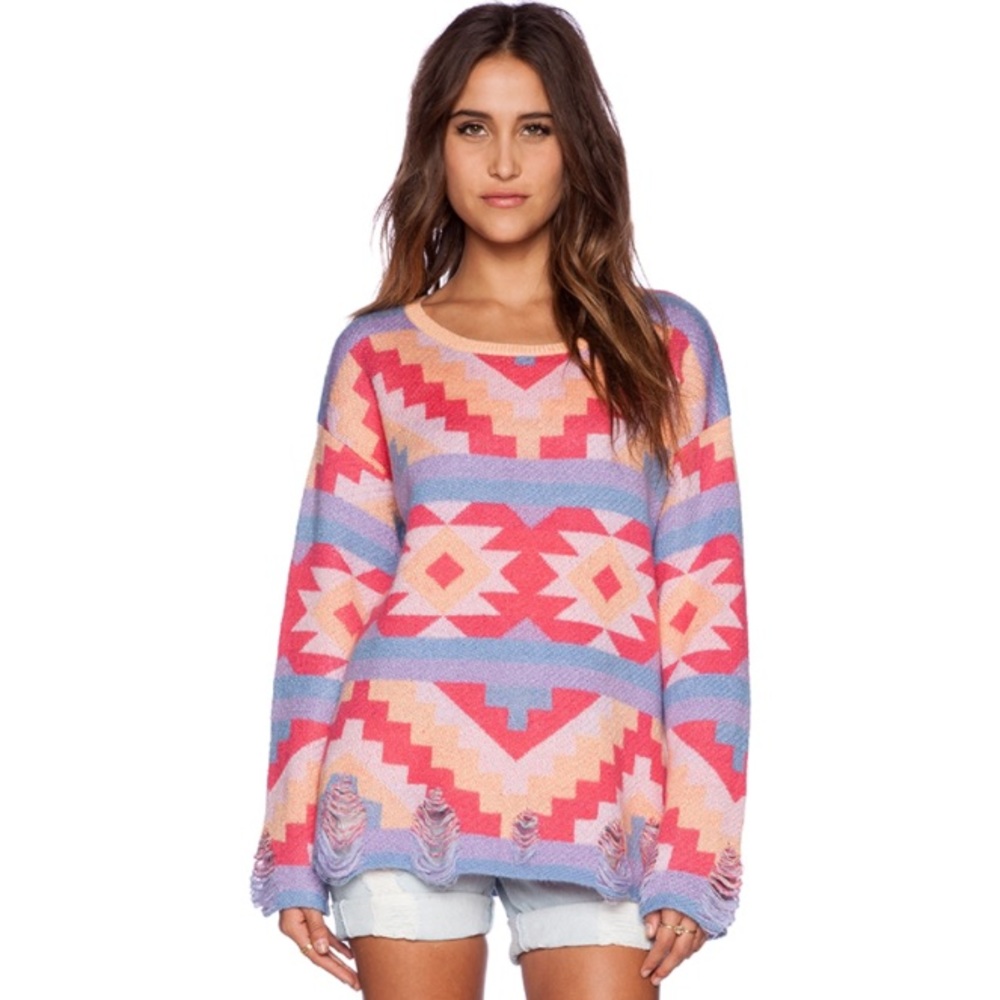 Wildfox Couture Desert Drive Sweater in Acid Pink